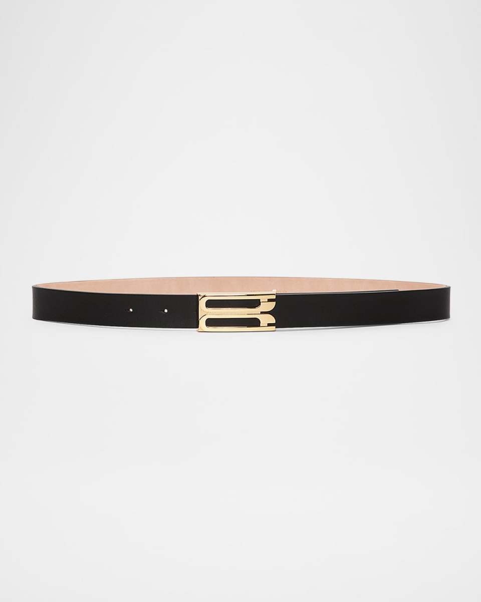 Jumbo Gold-Plated B-Logo Leather Belt